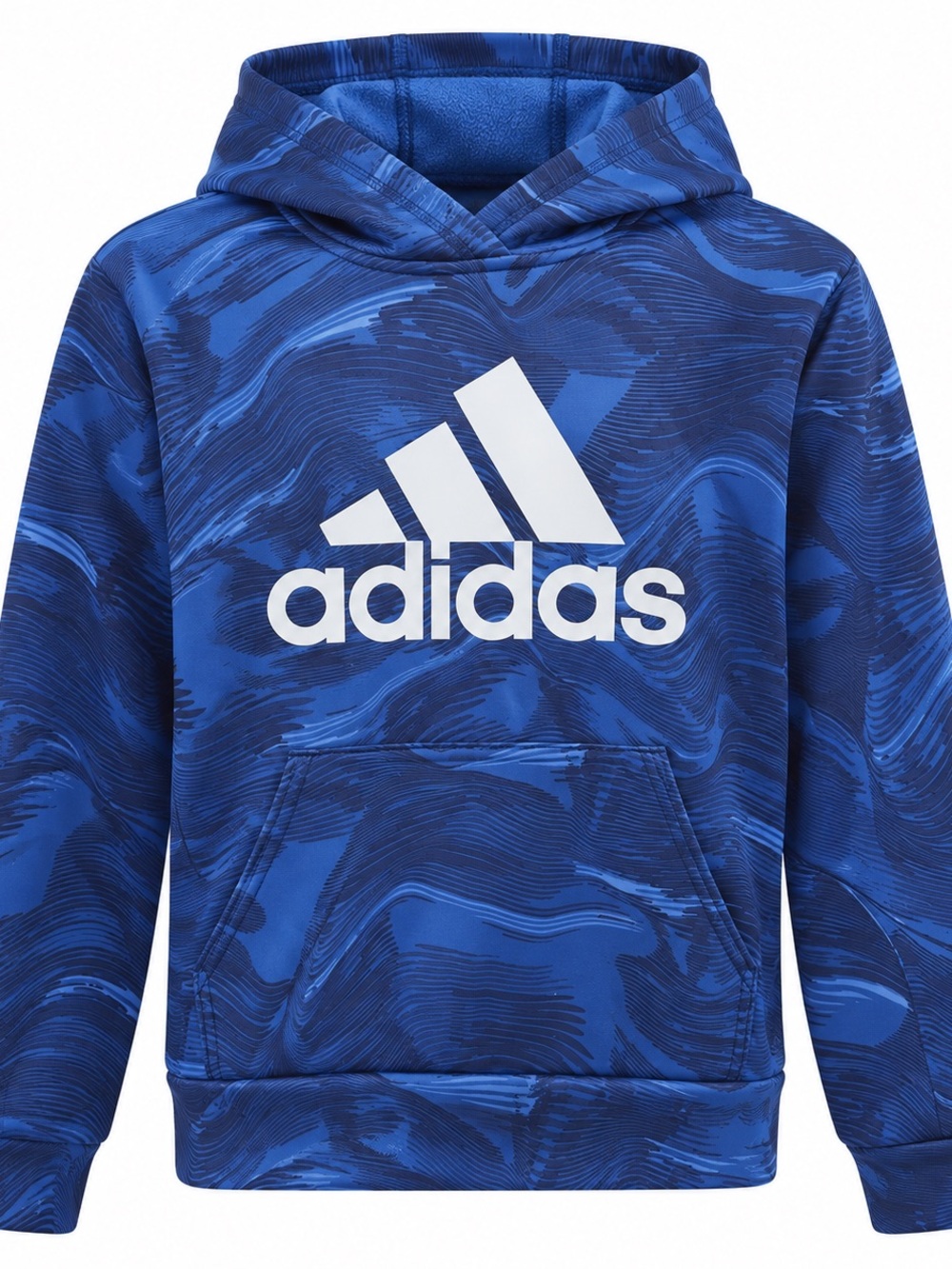 adidas Blue Wave Print Hoodie with White Logo